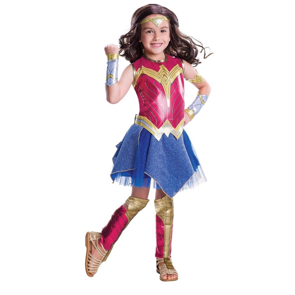 Rubie's Deluxe Wonder Woman Costume for Kids - Red, Blue, Gold